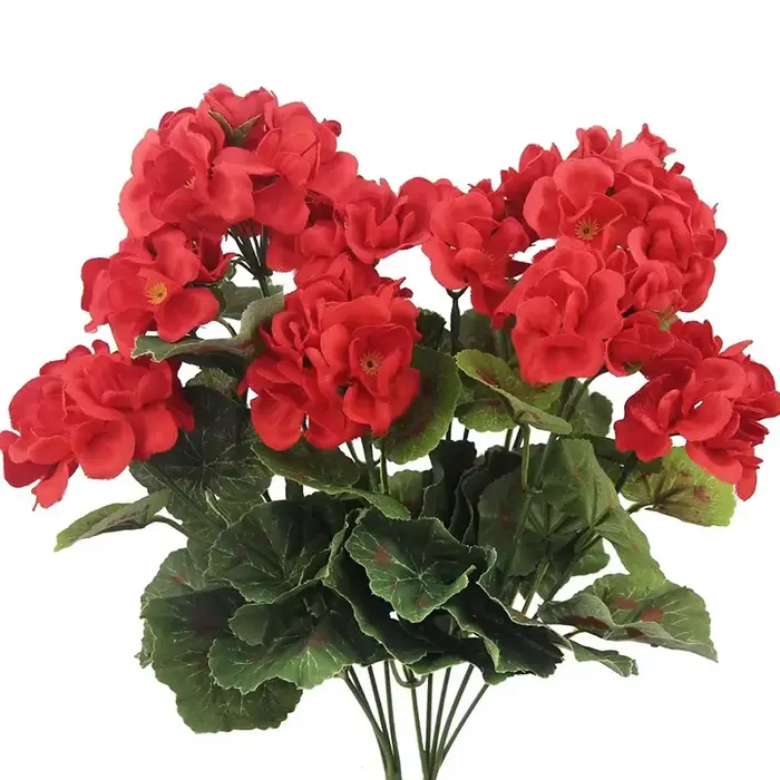 Bouquet de fleurs artificielles en soie, 14 pouces, fausses fleurs rouges, buissons pour jardinières