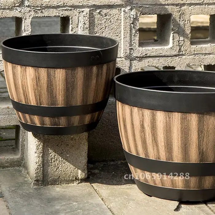 Grand Pot de fleur en Imitation bois