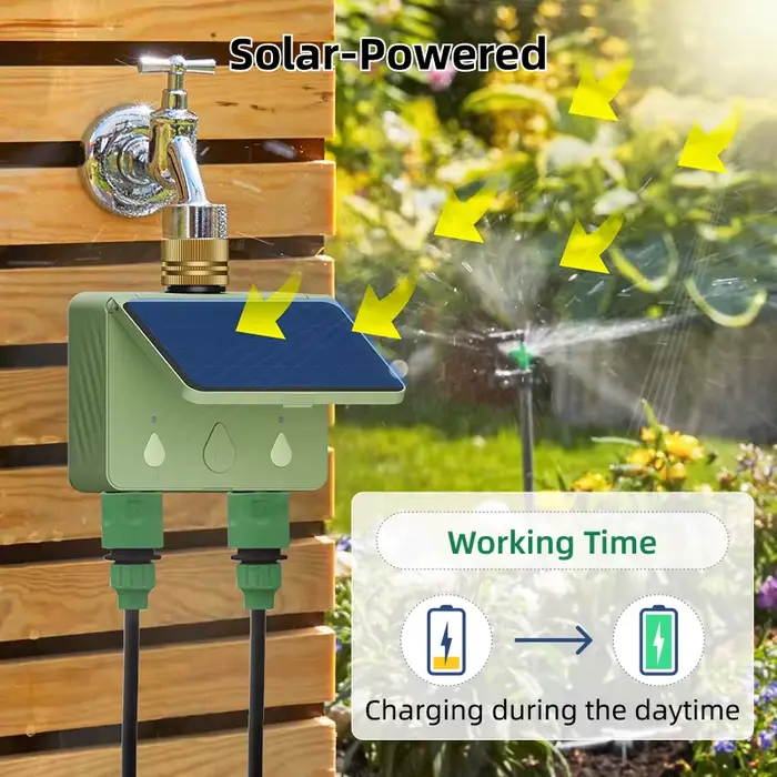 Programmateur d'arrosage intelligent Tuya WiFi 2 zones, contrôleur d'irrigation de jardin à énergie 