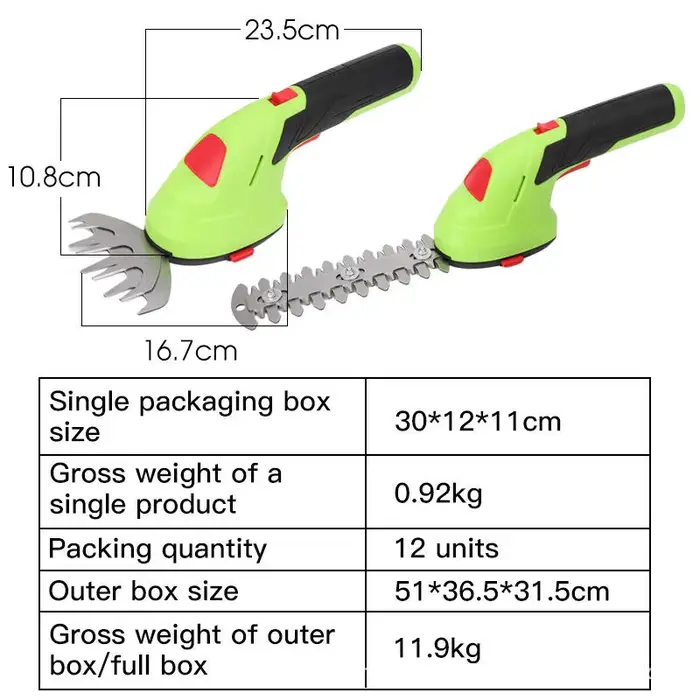Taille-haie électrique sans fil à double usage avec batterie au lithium rechargeable 21V pour le jardinage