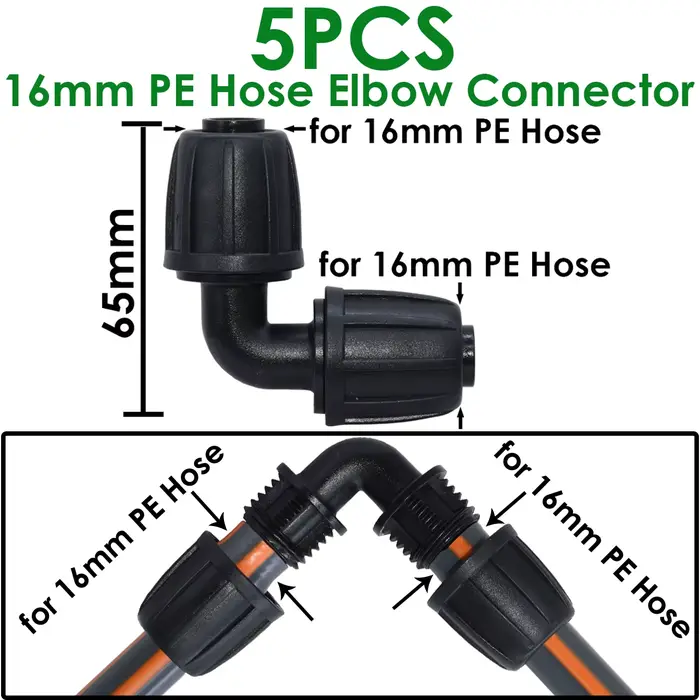 Sprycle 5 pièces 16mm 1/2 ''PVC connecteur de tuyau de jardin arrosage goutte à goutte irrigation co