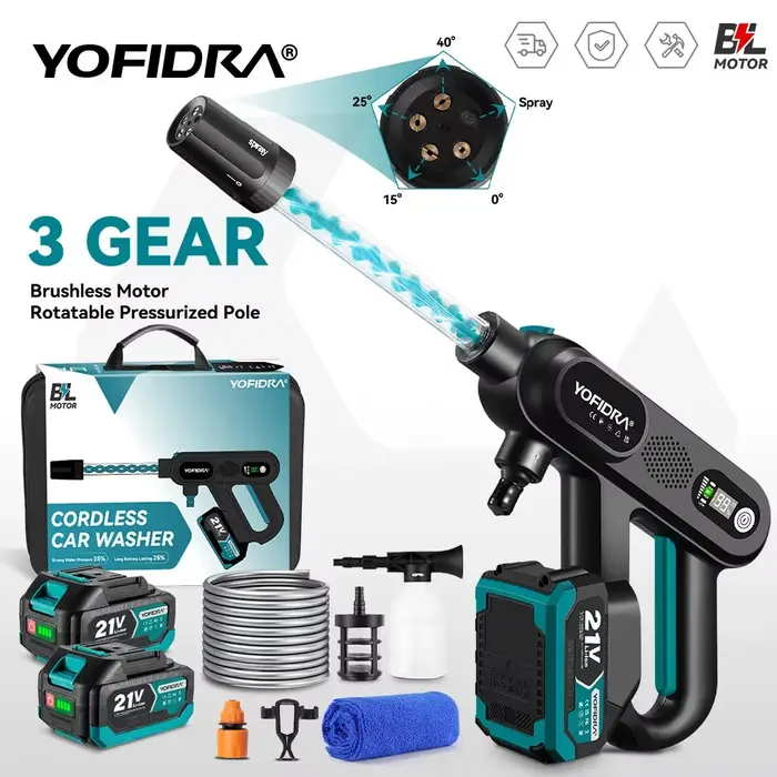 Pistolet de lavage haute pression sans fil YOFIDRA 220 bars, 3 vitesses, pour batterie Makita 21V