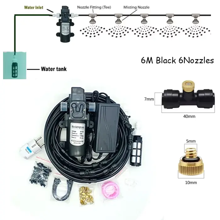 Kits de brumisation 6-18M, pompe 12V DC, système de dépoussiérage par pulvérisation, buses de brouil