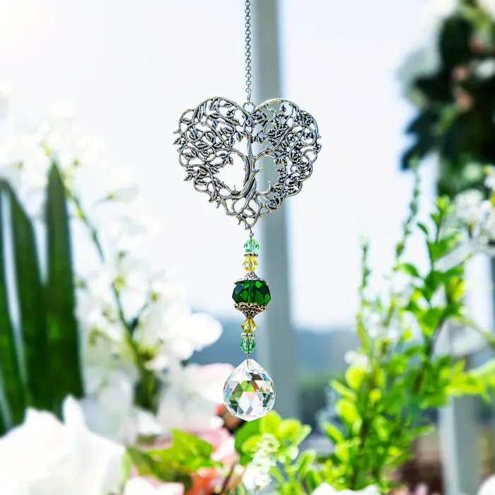 Attrape-soleil en cristal, pendentif arbre de vie, décorations de fenêtre de jardin de maison, tentu