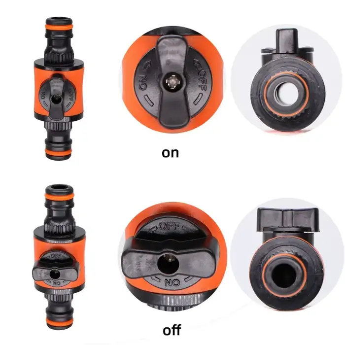 Raccord de Valve d'arrêt pour tuyau d'arrosage égal de 16MM, adaptateur de robinet de tube en plasti