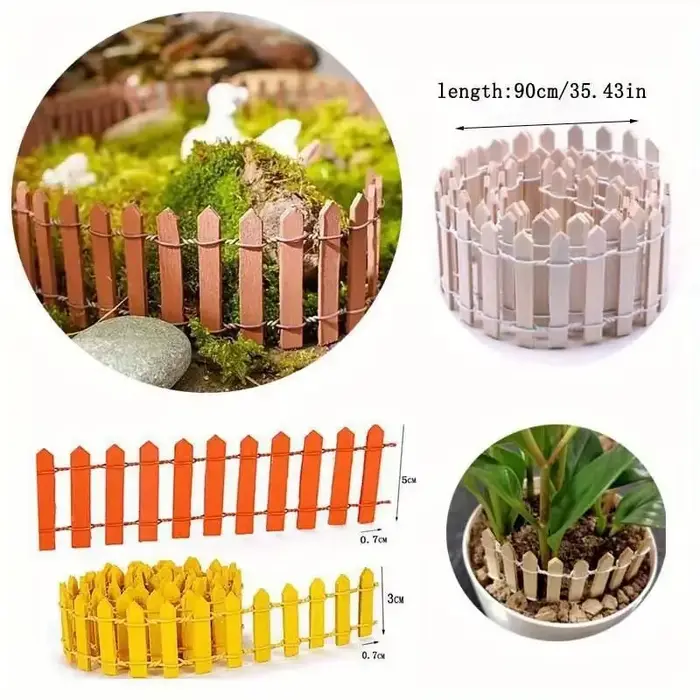 Mini clôture de jardin féerique, décoration de bordure de clôture de piquet Miniature en bois de 35,5 pouces, adaptée au bonsaï DIY, aux plantes succulentes, aux fleurs